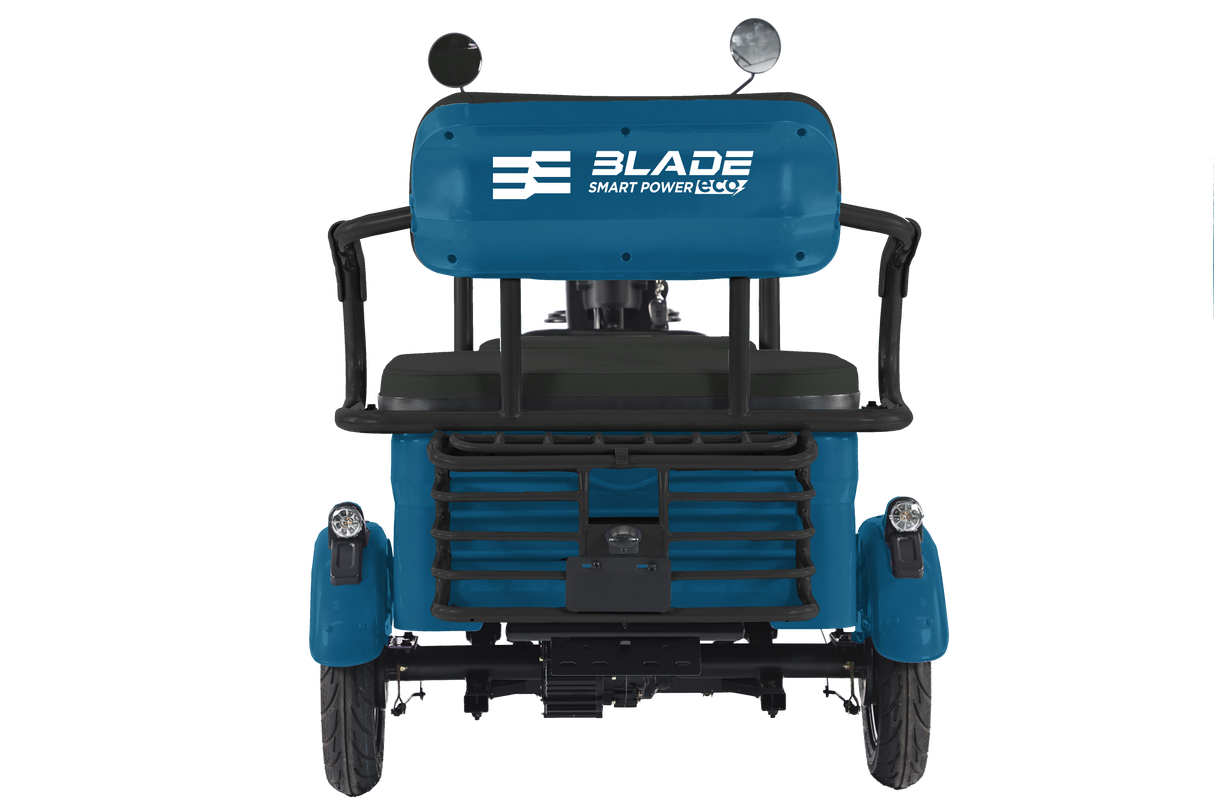 Triciclu electric Blade TRIP X2 2000 W, 25 km/h, autonomie pana la 70 km, baterie plumb- acid 72 V 20 Ah, greutate maxima 160 kg, Fara permis, albastru-negru