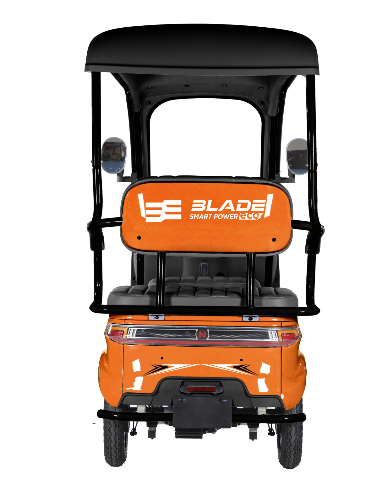 Triciclu electric pentru 2 persoane BLADE CAB X3, 1200W, 25 km/h, autonomie pana la 70 km, baterie 72V 20Ah, cu acoperis, Portocaliu/Negru