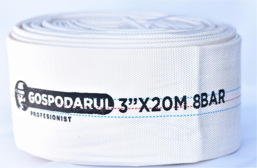 Furtun pompieri PVC panzat 3'' (75mm) 8 bar, tip B, lungime 20m