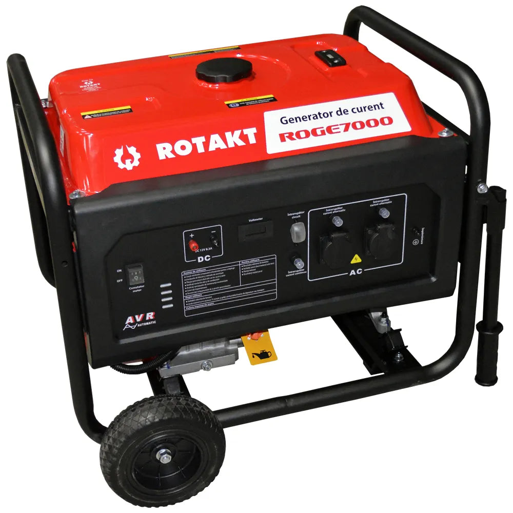 Generator de curent benzina Rotakt ROGE7000 6.8 KW, AVR, voltmetru, iesire 12V, consum redus 3,12 l/h