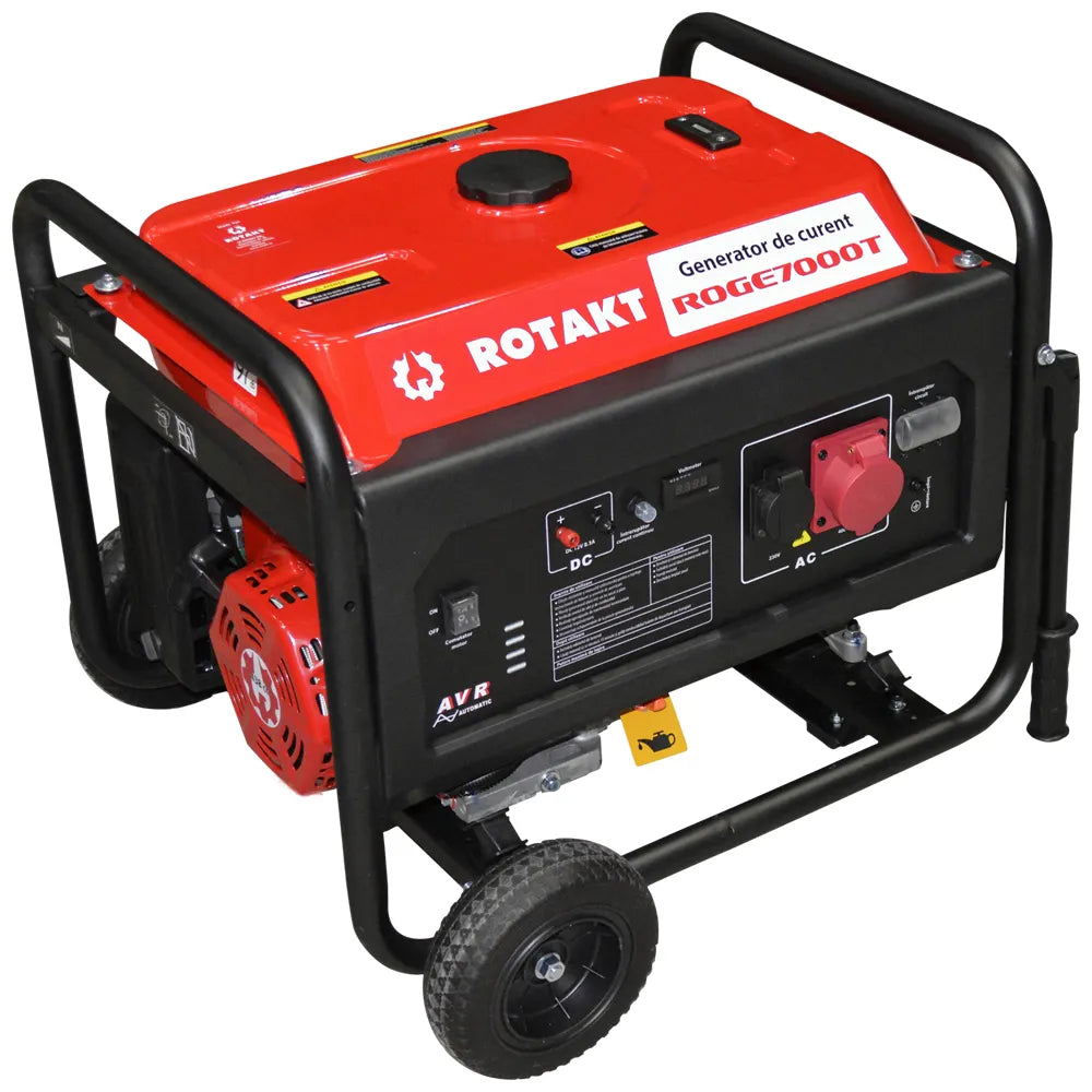 Generator de curent pe benzină Rotakt ROGE7000T 6.8 kW, Trifazic, AVR, voltmetru, iesire de 12V, consum 3,12 l/h