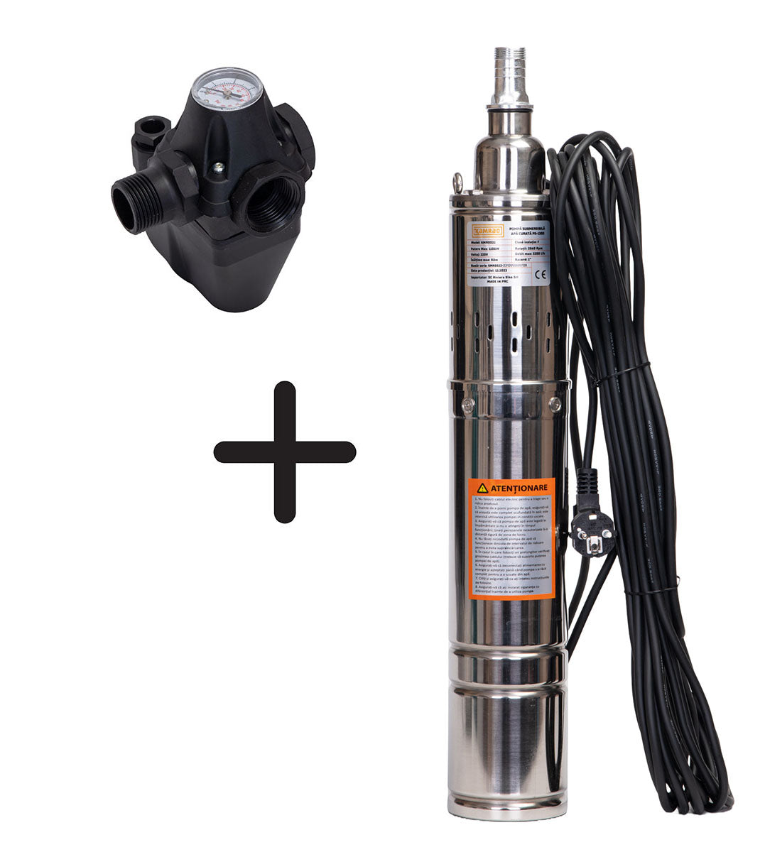 Pompa submersibila apa curata Kamrad PS-1300, 1100W, 3200L/h, 1 tol+ presostat mecanic Gospodarul Profesionist
