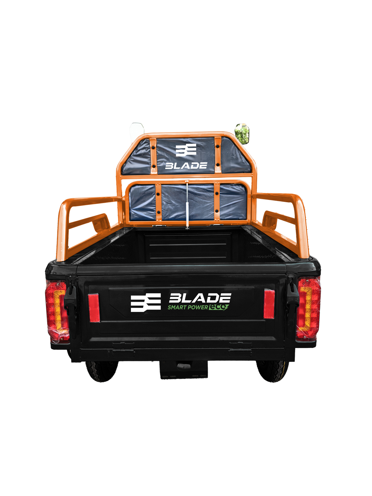 Triciclu Cargo electric BLADE Active R6 1300W, 25 km/h, autonomie pana la 50 km, baterie plumb-acid 72 V/20 Ah, capacitate maxima 500 kg, fara permis, culoare negru-portocaliu