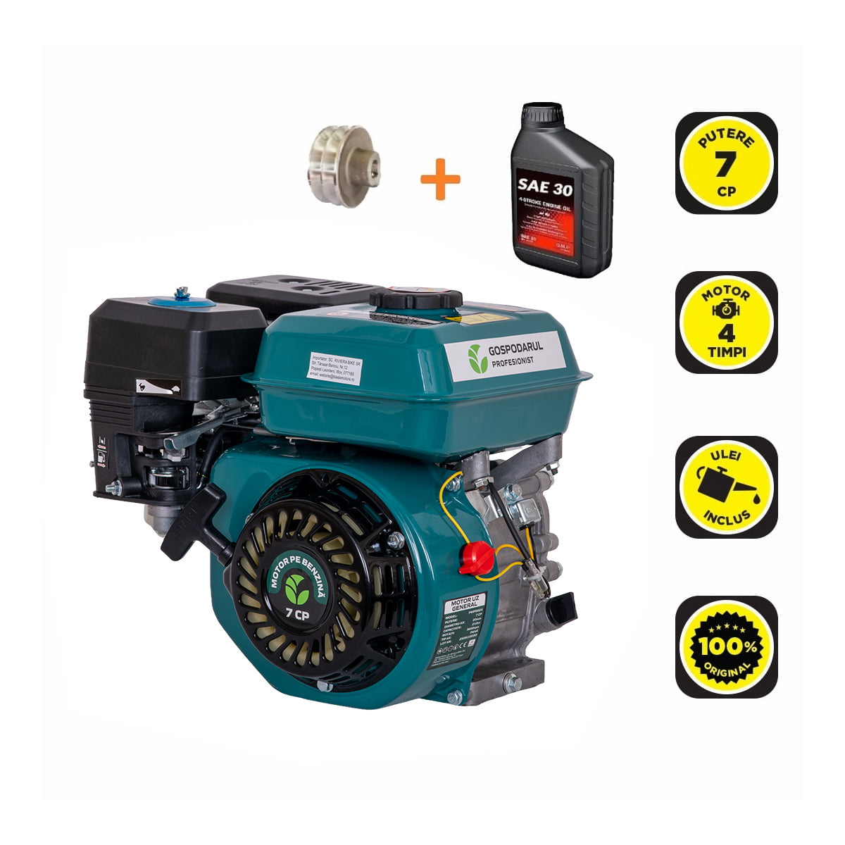 Motor uz general Gospodarul Profesionist - 7 CP + 1 ulei 0.6L + fulie dubla