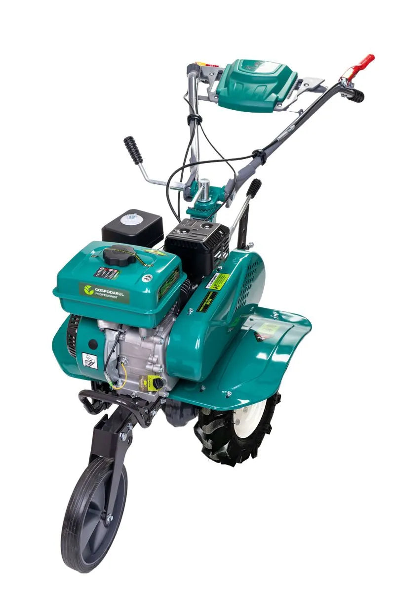 Motosapa pe benzina Gospodarul Profesionist GP-800, 8CP, latime de lucru 60-80 cm, roti de transport 4.00-8, plug, rarita si freze pentru sapat