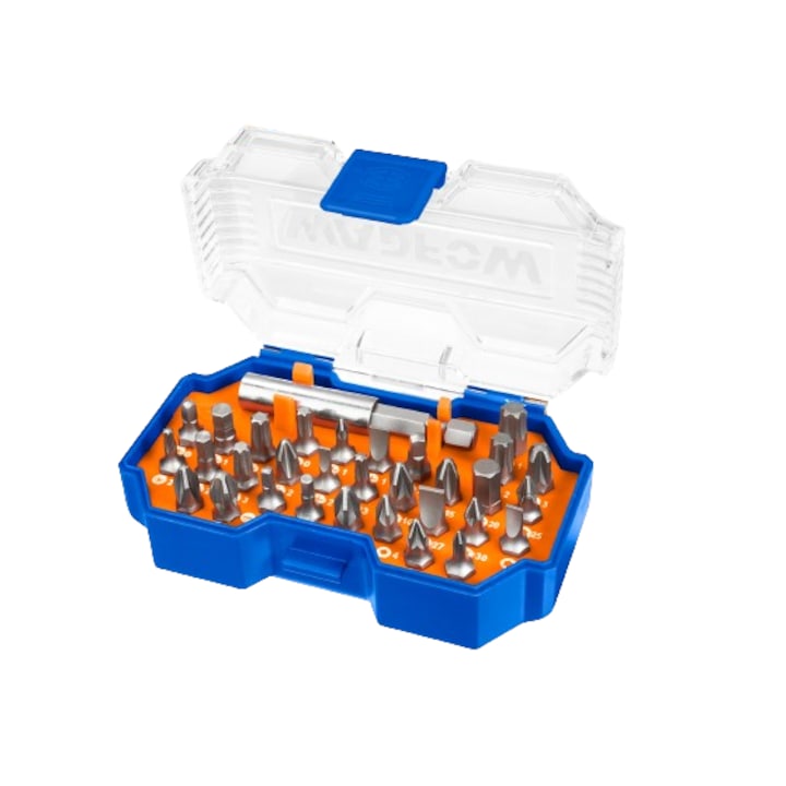 Set biti si adaptor Wadfow, 25mm, Cr-v, 32 piese