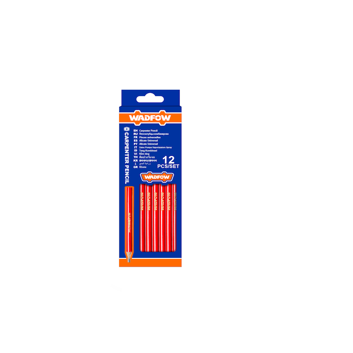 Set 12 creioane pentru tamplarie Wadfow, dimensiune 12x7.4x176mm
