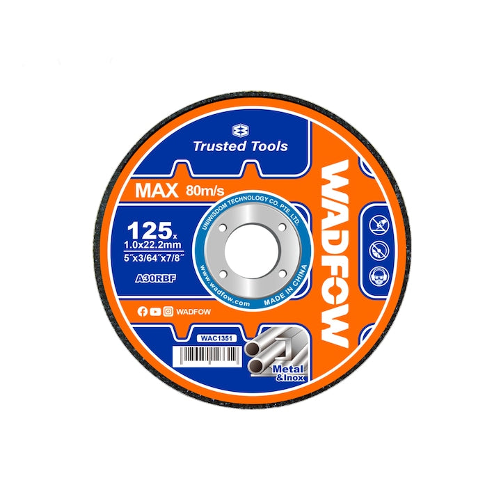 Disc debitare pentru metal si inox Wadfow, diametru 5”/125mm