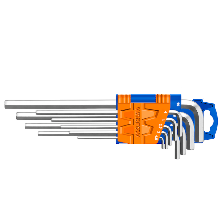Set 9 chei imbus hexagonale Wadfow brat extra lung, 1.5-10mm, CR-V