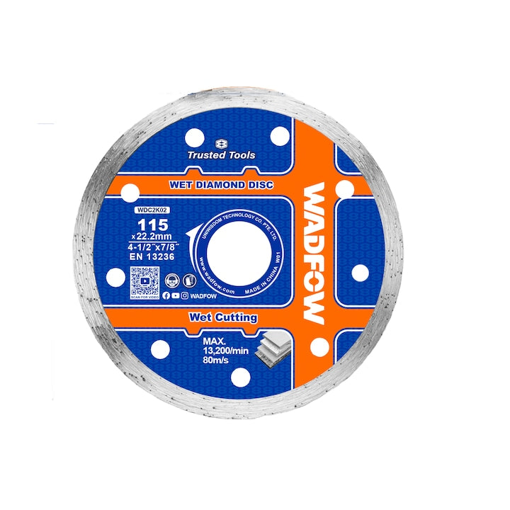 Disc diamantat continuu pentru ceramica Wadfow, taiere umeda, 115x22.2mm