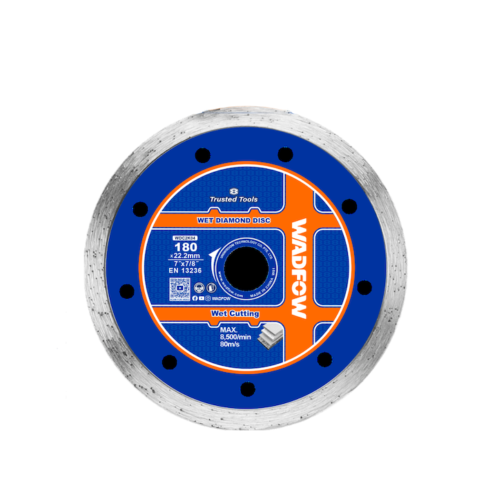 Disc diamantat continuu pentru ceramica Wadfow, taiere umeda, 180x22.2mm