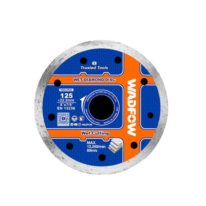 Disc diamantat continuu pentru ceramica Wadfow, taiere umeda, 125x22.2mm