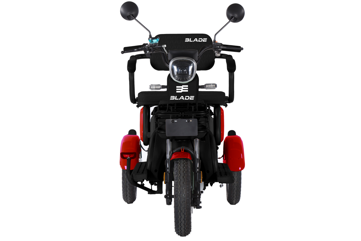 Triciclu electric persoane BLADE VIVA 14, 1200W, 60V 20Ah, 25 km/h, fara permis, autonomie 50 km, rosu-negru