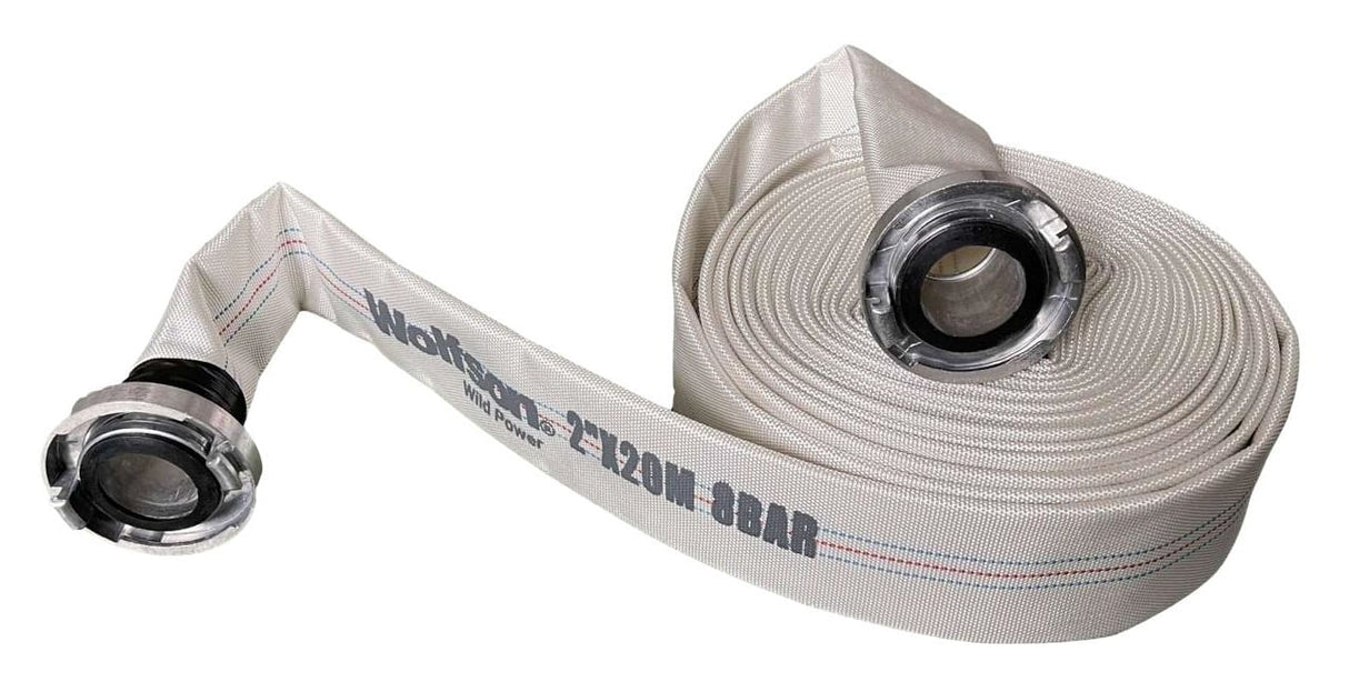 Furtun Wolfson PVC panzat tip pompieri, 2", 20m, Ø 50mm, cu mufe cuplare