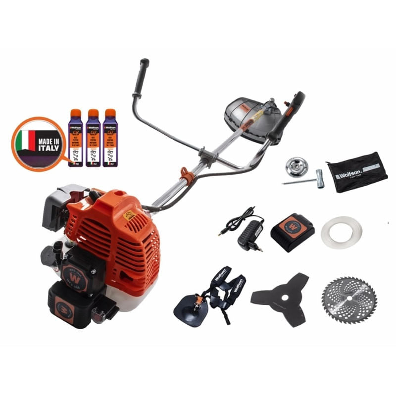 Motocoasa profesionala WOLFSON® cu pornire electrica, 8 CP, 52cc + 3 ulei 0.1L