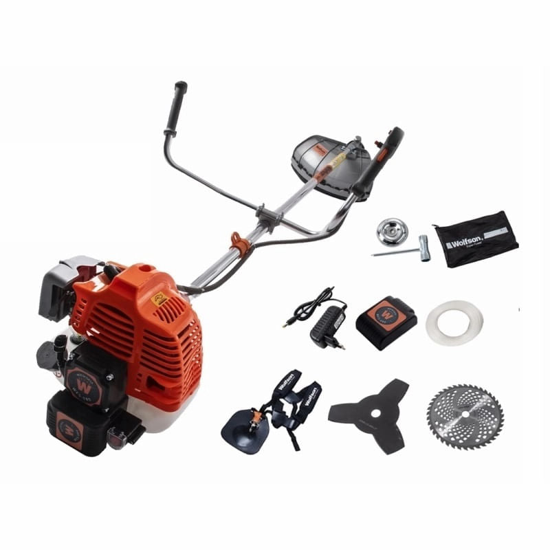 Motocoasa profesionala WOLFSON® cu pornire electrica, 8 CP, 52cc, Resigilat