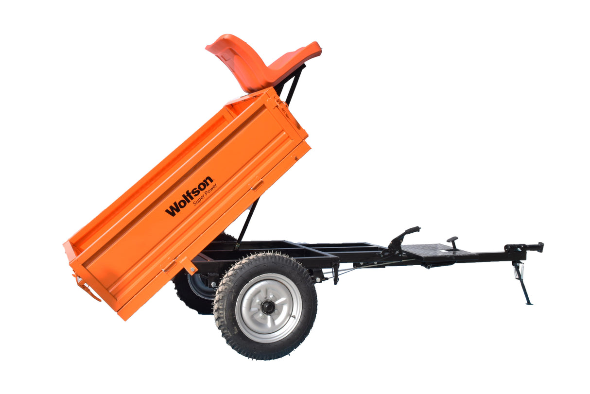 Remorca motocultor Wolfson, capacitate 500Kg, cuva basculabila 125x80x30 cm