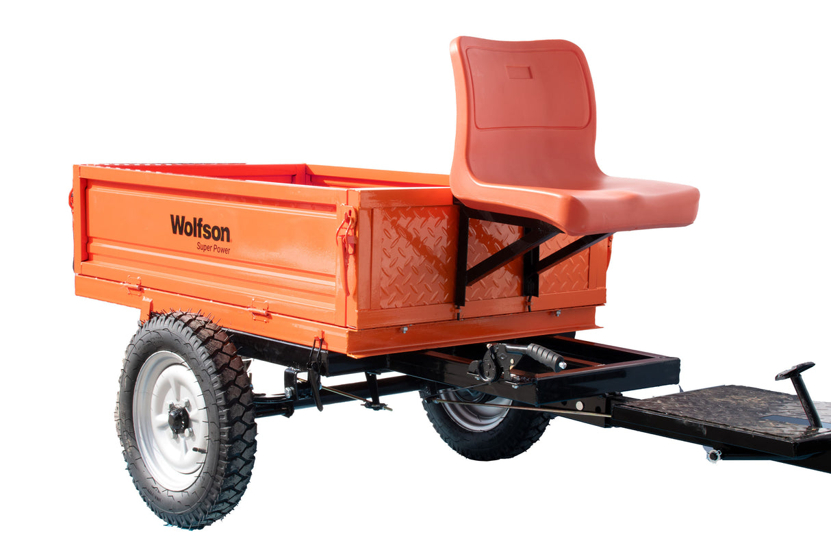 Remorca motocultor Wolfson, capacitate 500Kg, cuva basculabila 125x80x30 cm