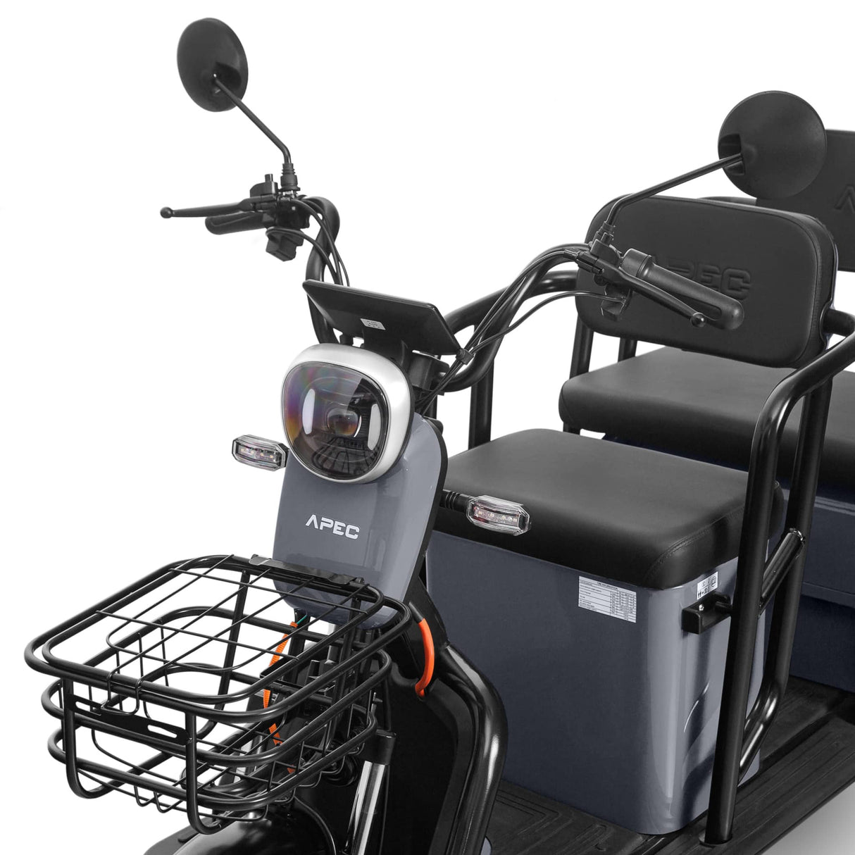 Triciclu electric Voltarom APM5, 60V, 20 AH, 1000W, fara permis, viteza maxima 25 km/h, Gri, autonomie pana la 40km