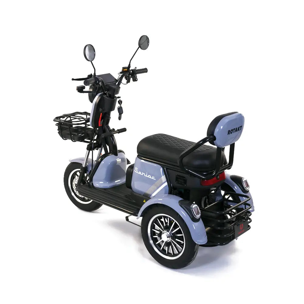 Triciclu Electric Rotakt Senior Motor 1000W, viteza maxima 25 km/h, Autonomie 62 km, Baterie plumb-acid 60V 20Ah, Greutate maximă 187 kg, Fara permis