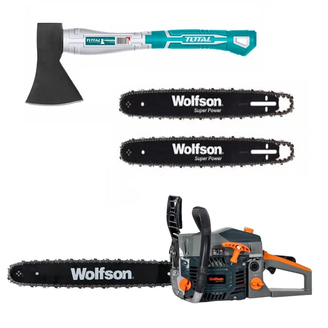 Drujba pe benzina WOLFSON®STX-620, 3.5CP, 58CC, 2 lame, 2 lanturi + toporisca Total 600g