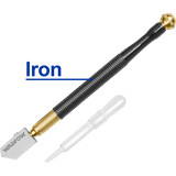 Diamant cu ulei pentru taiat sticla Wadfow, 173mm, corp fier, include pipeta