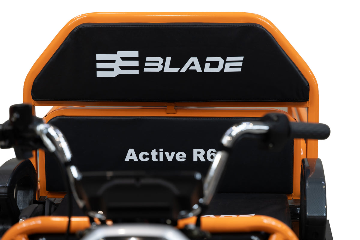 Triciclu Cargo electric BLADE Active R6 1300W, 25 km/h, autonomie pana la 50 km, baterie plumb-acid 72 V/20 Ah, capacitate maxima 500 kg, fara permis, culoare negru-portocaliu