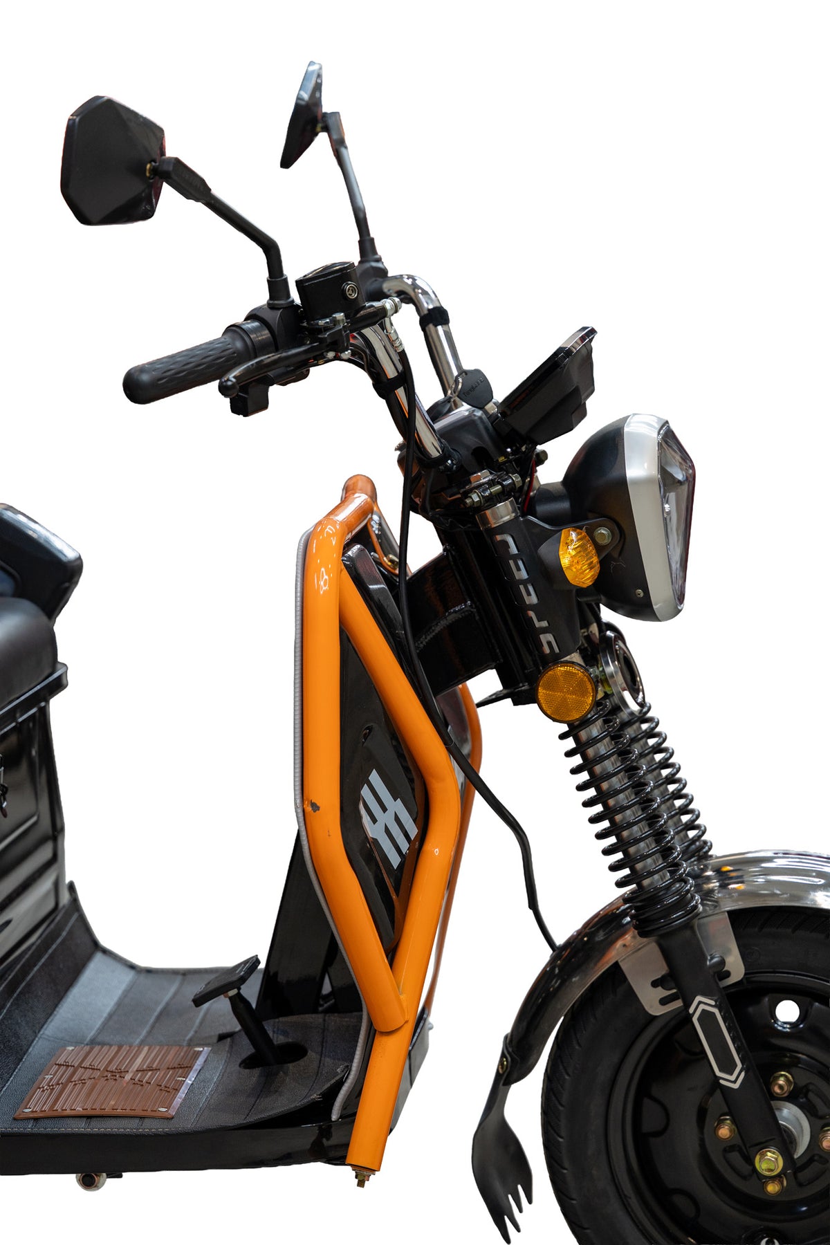Triciclu Cargo electric BLADE Active R6 1300W, 25 km/h, autonomie pana la 50 km, baterie plumb-acid 72 V/20 Ah, capacitate maxima 500 kg, fara permis, culoare negru-portocaliu