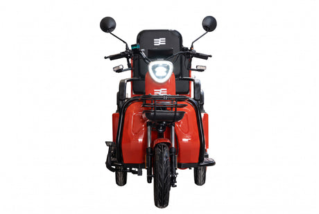 Triciclu electric BLADE DUO MAX 11, 1200W, 60V 20Ah, 25 km/h, fara permis, autonomie 50 km, 3+1 viteze, rosu-negru
