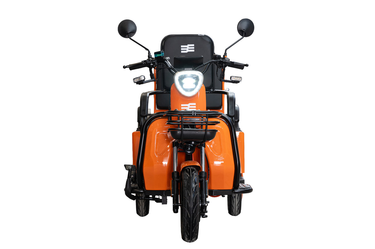 Triciclu electric BLADE DUO MAX 11, 1200W, 60V 20Ah, 25 km/h, fara permis, autonomie 50 km, 3+1 viteze, portocaliu-negru