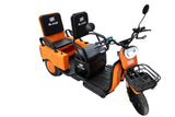 Triciclu electric BLADE DUO MAX 11, 1200W, 60V 20Ah, 25 km/h, fara permis, autonomie 50 km, 3+1 viteze, portocaliu-negru