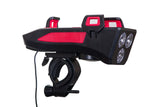 FAR LED PENTRU BICICLETA CU SUPORT PENTRU TELEFON SI CLAXON REINCARCABIL USB