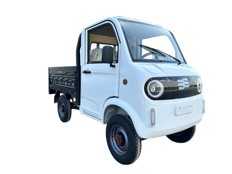 Masina Pickup Cargo electric fara permis BLADE - CARGO PRO 12, 3000W, 25 km/h, 72V 100Ah, 800 kg sarcina, autonomie 100 km, alb-negru