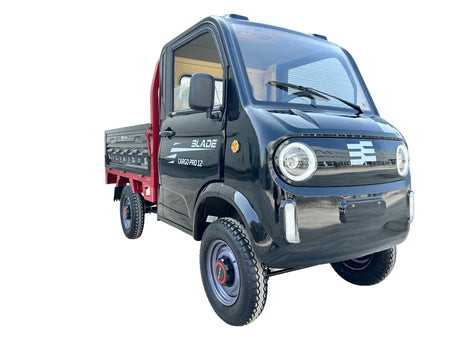 Masina Pickup Cargo electric fara permis BLADE - CARGO PRO 12, 3000W, 25 km/h, 72V 100Ah, 800 kg sarcina, autonomie 100 km, negru-rosu