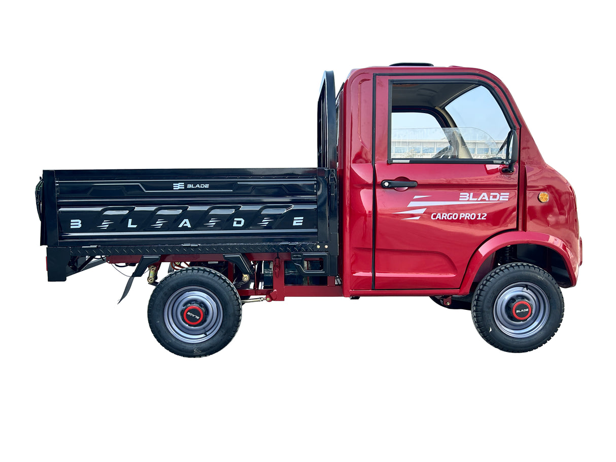 Masina Pickup Cargo electric fara permis BLADE - CARGO PRO 12, 3000W, 25 km/h, 72V 100Ah, 800 kg sarcina, autonomie 100 km, rosu-negru