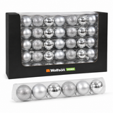 WOLFSON - SET GLOBURI DE CRACIUN, ARGINTIU FROSTED, Ø6CM, PLASTIC, SET 9 BUCATI