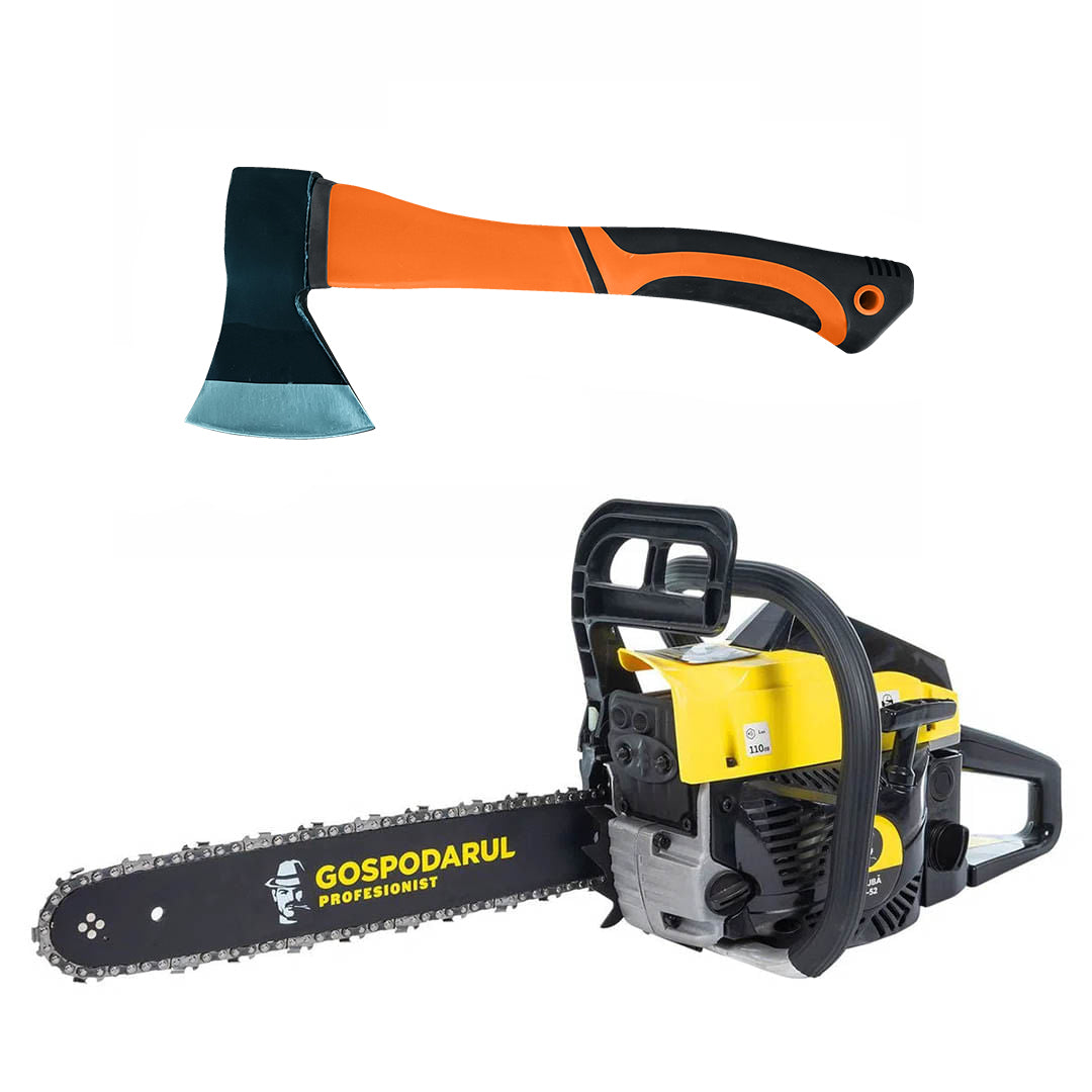 Drujba pe benzina Gospodarul Profesionist GP-5200 - 5 CP, 52cc + toporisca fibra Wolfson