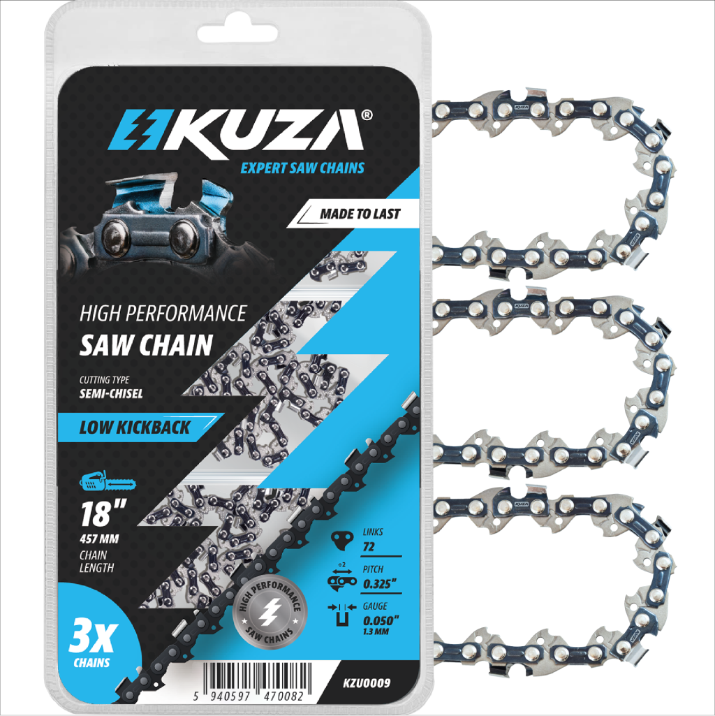 Lant pentru drujba KUZA, Lungime 18", pas 0.325", compatibil cu drujbe China, grosime 050"-1.3 mm, 72 Zale, 3 lanturi/pachet