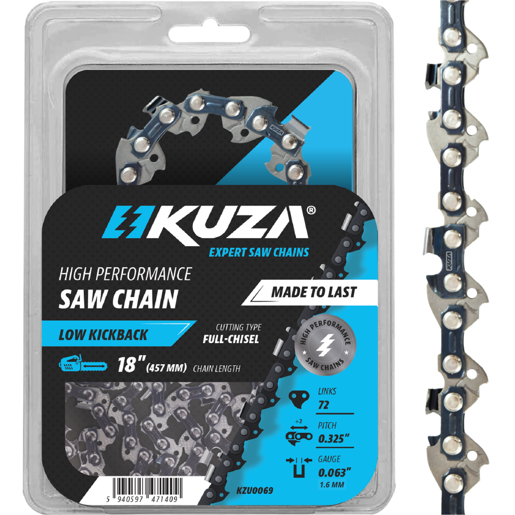 Lant pentru drujba KUZA, Lungime 18", pas 0.325", grosime 063"-1.6 mm, 72 Zale, 1 lant/pachet