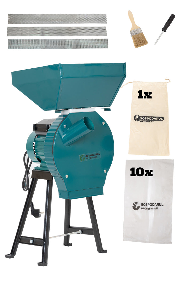 Moara cu suport pentru cereale si stiuleti de porumb GP-MCR1S - 3900W, 320 kg/h + accesoriu furaje