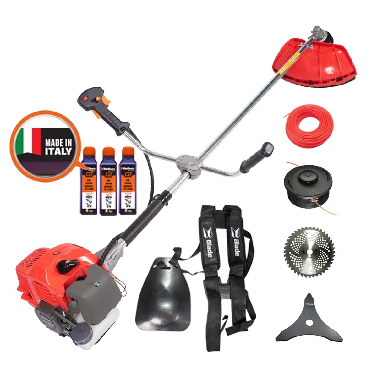 Motocoasa Blade Alpin 520, 3CP, 7 accesorii, ham profesional, 3 sticle ulei incluse