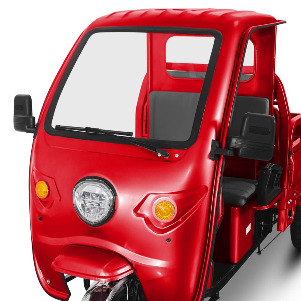 Voltarom Hercules, motor 3900W, 72V, 45Ah, viteza maxima 25 Km pe ora, Autonomie 50Km, Fara Permis, Triciclu Electric VT5 Rosu, Cu Cabina