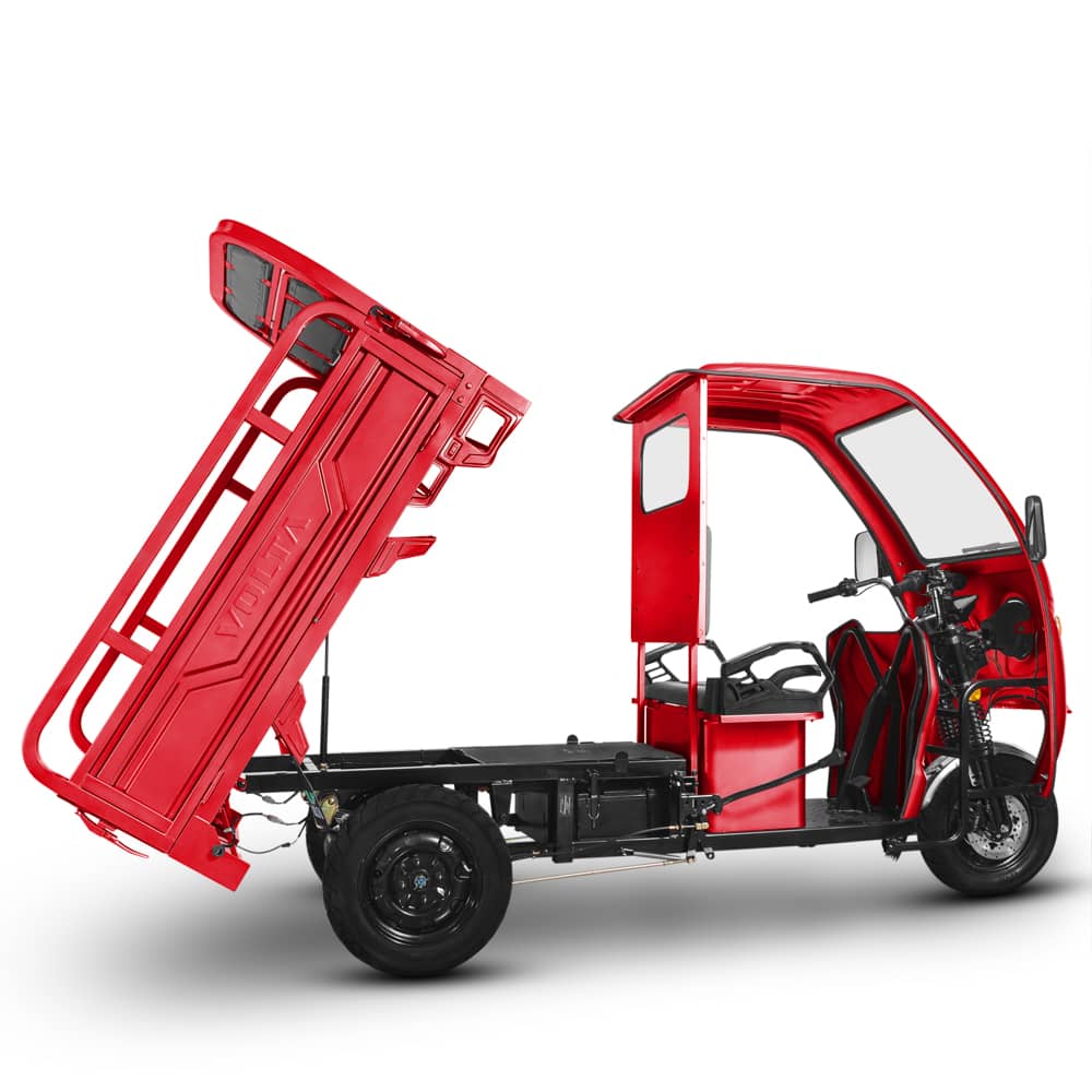 Voltarom Hercules, motor 3900W, 72V, 45Ah, viteza maxima 25 Km pe ora, Autonomie 50Km, Fara Permis, Triciclu Electric VT5 Rosu, Cu Cabina