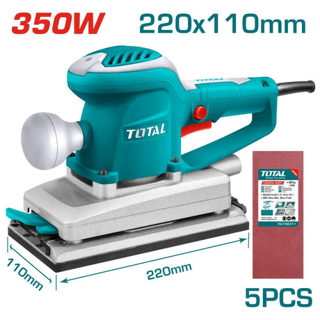 Masina de slefuit Total Industrial 350W, baza aluminiu 220x110 mm, 11000 rpm - Resigilat