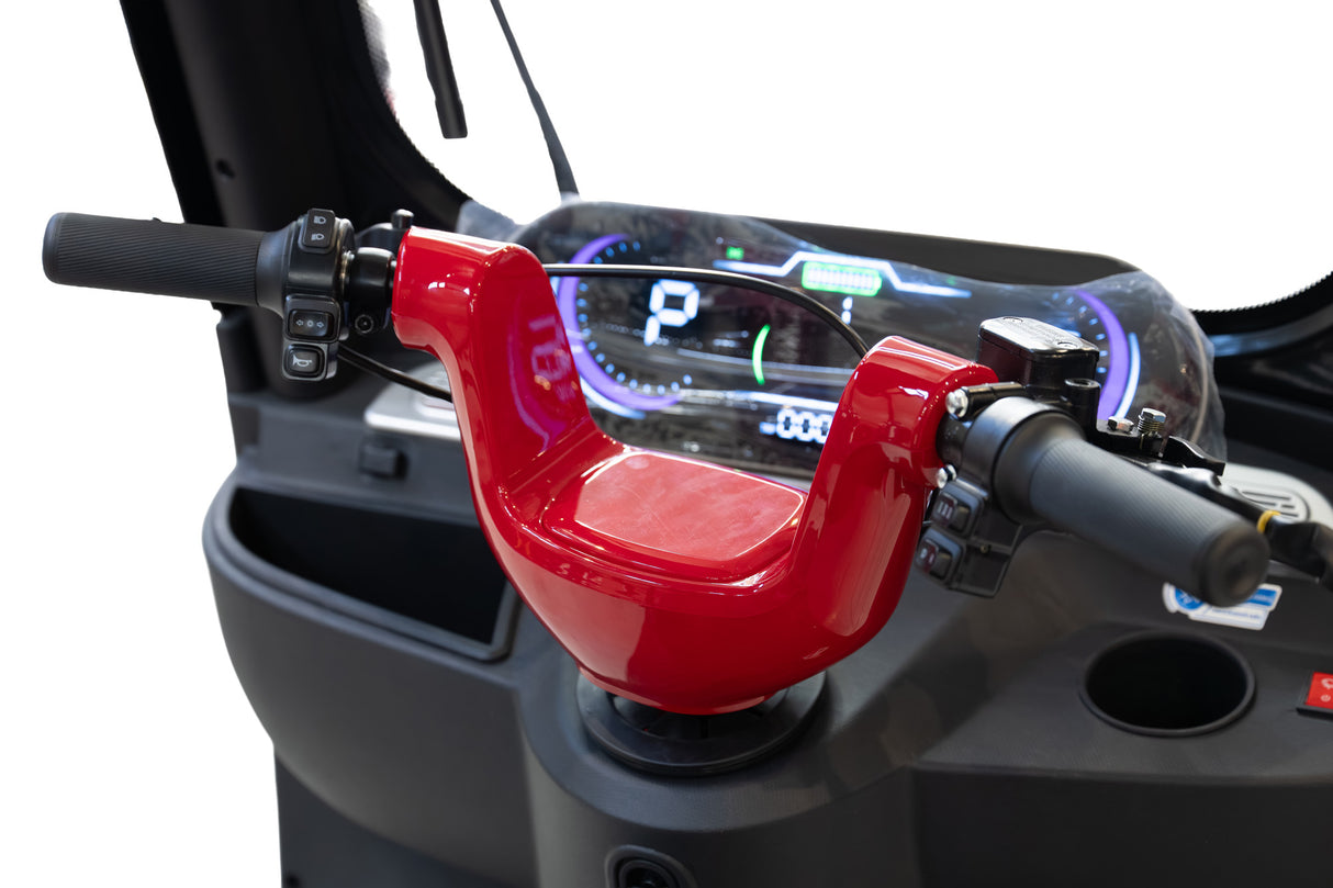 Triciclu electric pentru 2 persoane BLADE CAB X3, 1200W, 25 km/h, autonomie pana la 70 km, baterie 72V 20Ah, cu acoperis, Rosu/Negru