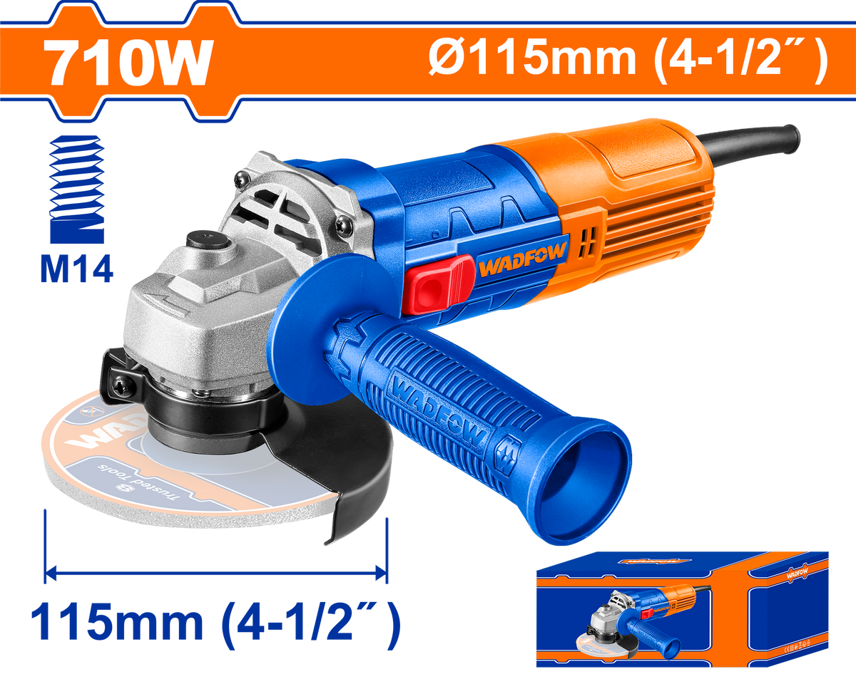 Polizor unghiular WADFOW 710 W, disc 115 mm, 12000 rpm, filet M14