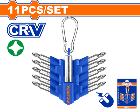 Set biti PH2 cu adaptor Wadfow, Cr-V, 11 piese