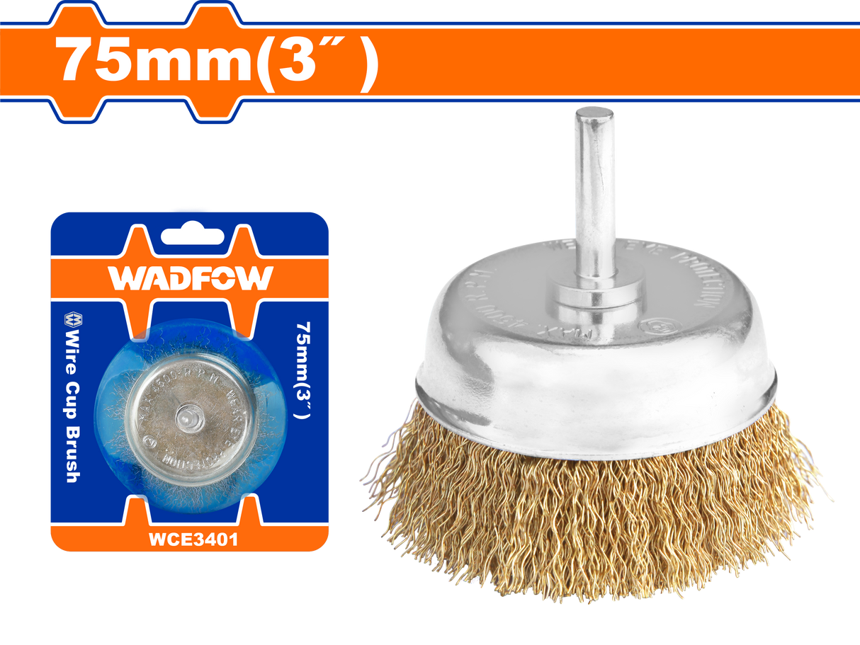 Perie de sarma tip cupa Wadfow, 4500rpm, diametru 75mm