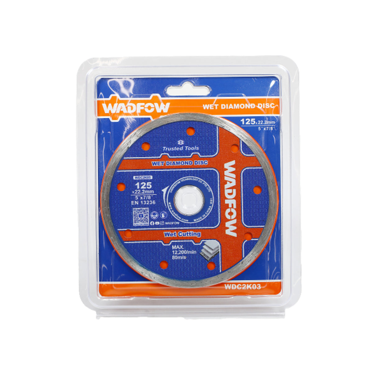 Disc diamantat continuu pentru ceramica Wadfow, taiere umeda, 125x22.2mm