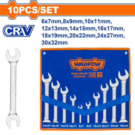 Set 10 chei duble Wadfow, 6-32mm, crom vanadiu
